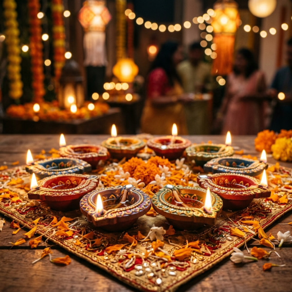 Divine Lotus Brass Diya Stand